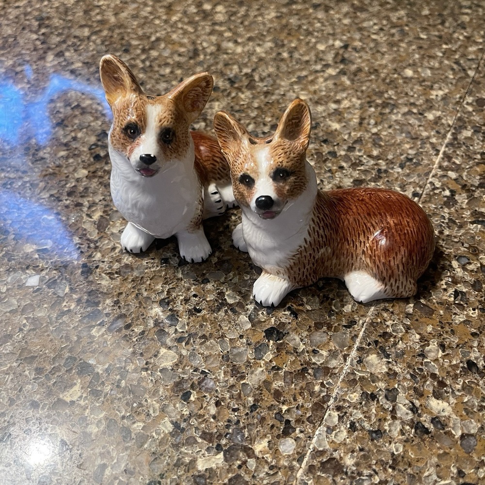 Montana Silversmiths Ranch Rascals Corgi Ceramic Salt & Pepper Shakers Set